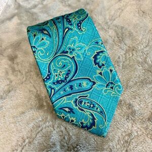 Haspel Turquoise Paisley 💯% Silk Tie NWOT 3.5” Wide 58” Long